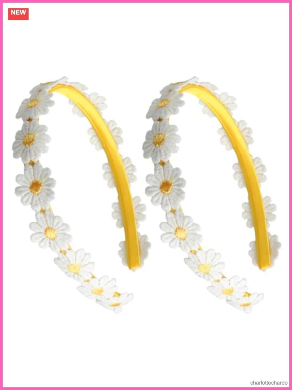 2 Pc Daisy Headband Set Elastic Cloth Hair Accessories for Women Teen Girls